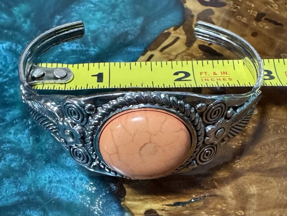Paparazzi jewelry Mojave Motif Orange Stone Silver Tone Southwest Cuff Bracelet
